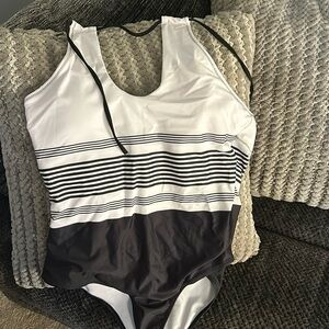 Black and white swimsuit